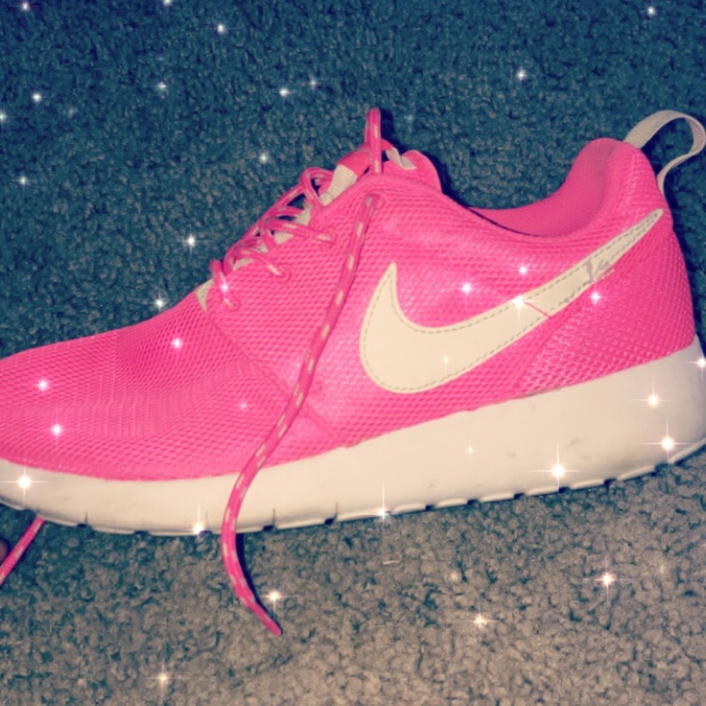 Hot pink and white roshe ones , barely used